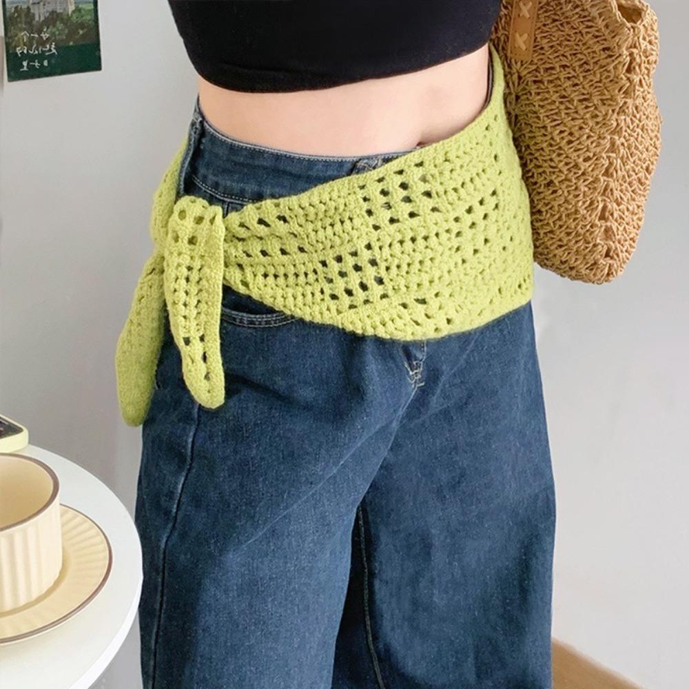 Hollow Apron Wrap Y2k Hip Scarf All-match Knitted Triangle Scarf  Summer