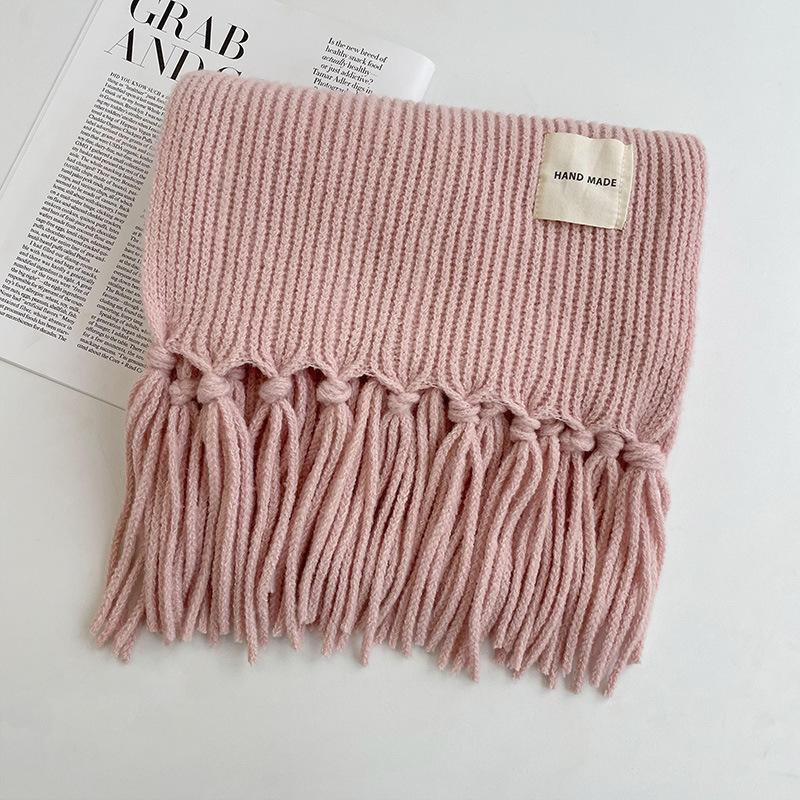 Scarf Women's Winter Korean Style Versatile Macaron Couple Student Knitted Wool Warm Tassel Shawl Neck Scarf Neck Protector
