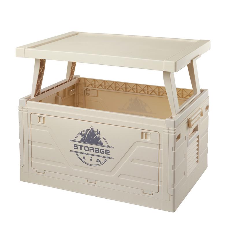 Foldable Wooden Lid Camping Storage Box & Extendable Picnic Table