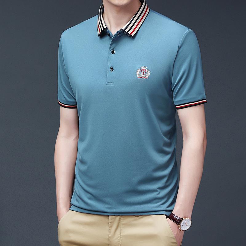 T-Shirt Herren Stickerei Einfarbig Locker Business Poloshirt Kleidung