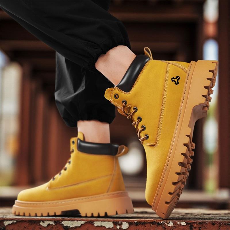 Ny mote Høst Og Vinter Høytopp for menn Martin Boots Studenter Mann Gutter Trending Soft Sole Arbeidssko Arbeidsbeskyttelse Martin Sneakers