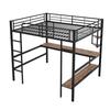 Children Bed Strong Carrying Capacity Metal with Large Bookshelf Four Small Shelves Ladder Fall Protection Grilles Home Frame Loft Furniture Bunk