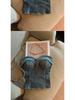 Spicy Girl Retro Denim Bandeau: Summer 2025 Sweet & Cool One-Shoulder Crop Top
