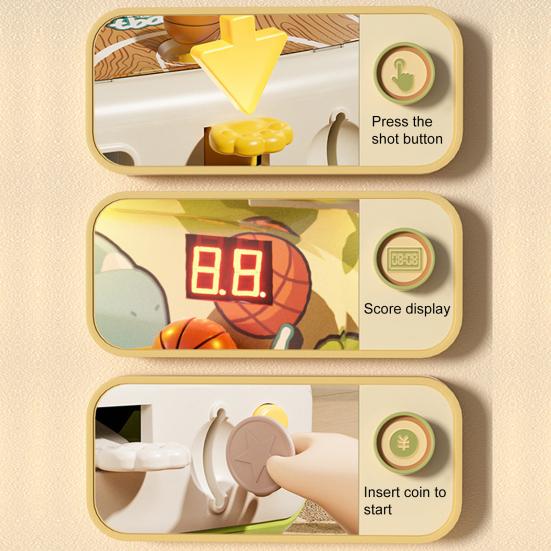 Animal Tabletop Basketball Shoot Game Mini Basketball Shoot Arcade Machine with Score Display Rabbit