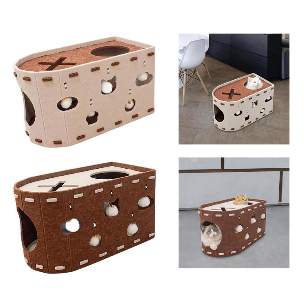 Cat House Furniture Protection Scratch Pad Wear Resistant with Interactive Peek Hole Breathable Pet Accessory for Multiple Cats