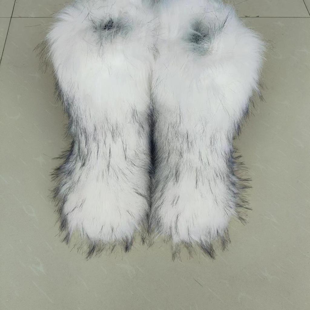 Women's Mid-Calf Snow Boots with Raccoon and Fox Fur
