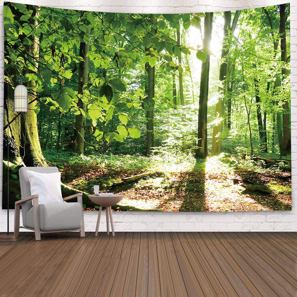 Extra Large Wall Tapestry for Bedroom Decoration Nature Forest  Tree  Landscape  Dark Green