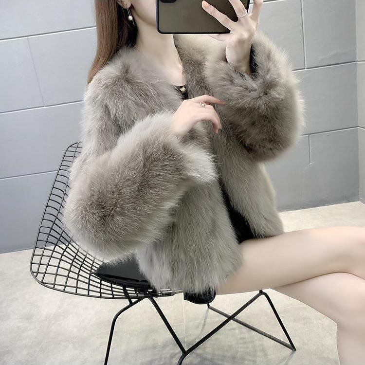 Winter fox hair imitation fur jacket short young fur coat female Korean version looks thin and trendy