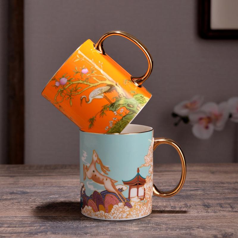 Ceramic Coffee Cup Chinese Style Milk Cup Couples Cup  Breakfast Cup Home Afternoon Office Tea Cup Ceramic Gift Cup