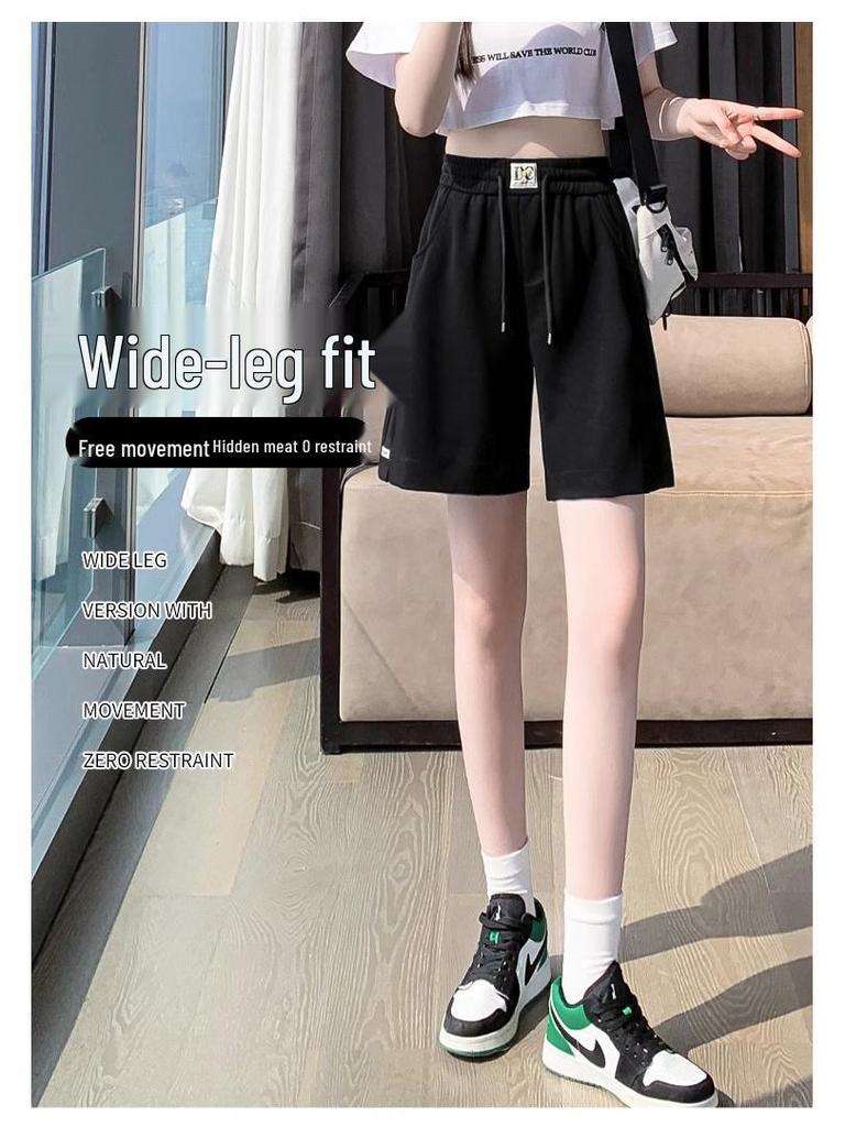 Women's Pink Wide-Leg Summer Sport Shorts, Loose Fit, Mid-Length, Casual Five-Point Pants, 2025 Hot Style