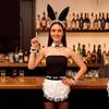 5Pcs Womens Bunnies Costume Accessories Set Rabbit Ears Headband Bows Tie Collar Cuffs Apron Maid Outfits for Womens