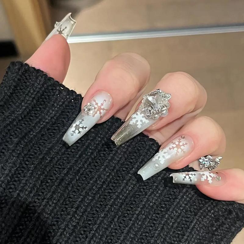 

High-End Frozen Diamond Nail Art Stickers and Wearable False Nails Glue Kit