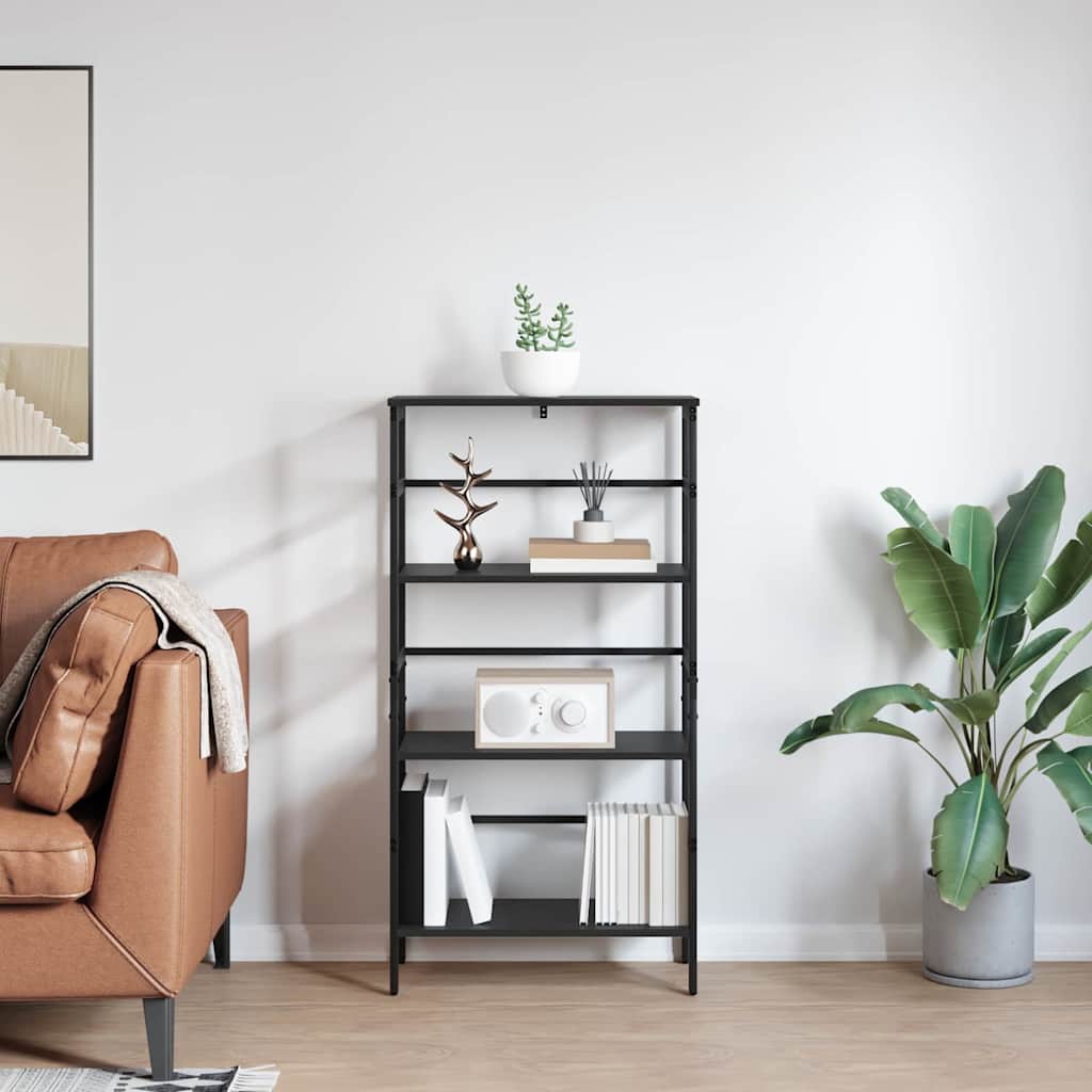 Bookshelf Black Oak Effect 60 X 29.5 X 115 Cm