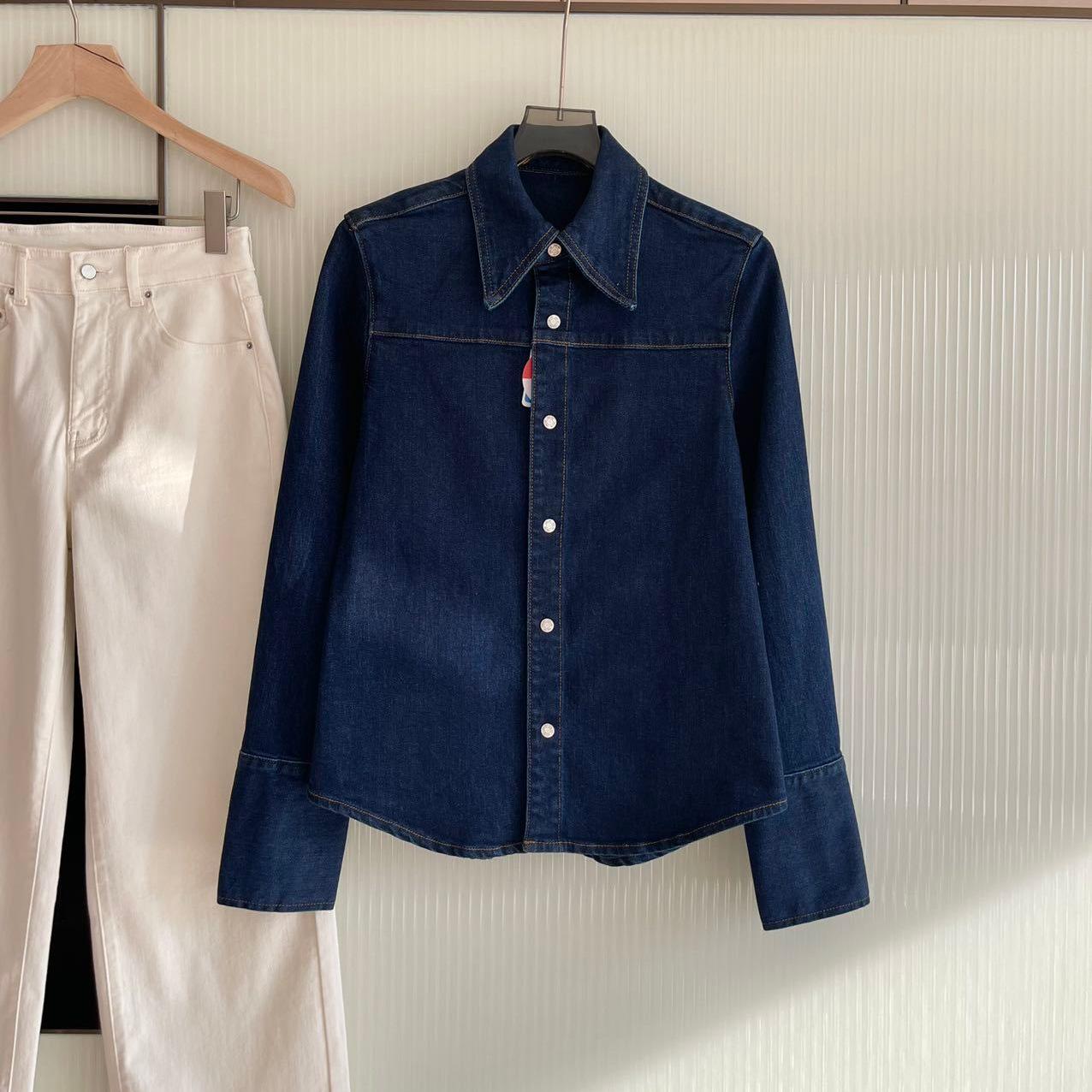 

Women s Versatile Long Sleeve Lapel Denim Shirt - Casual Spring 2026 Collection L джинсовий синього кольору