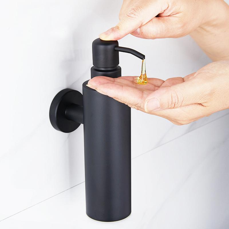 Dozatoare de săpun lichid negru, presă manuală, pompă metalică, dozator de perete, accesorii de baie, bucătărie, sticlă de loțiune din oțel inoxidabil