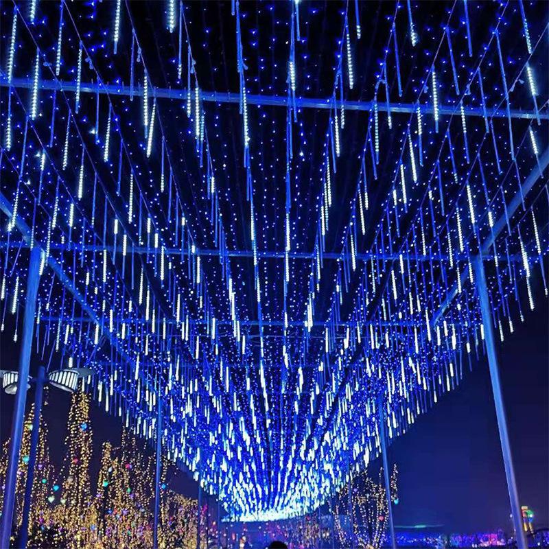 LED Solar Waterproof Meteor Shower String Lights for Outdoor Holiday and Tree Decoration