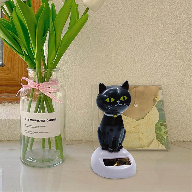 Professionelle Solar Innovative ABS Katze Solar Wackelkopf Innenraum Puppe Schwarz Gelb Rosa Autodekorationszubehör für das Auto