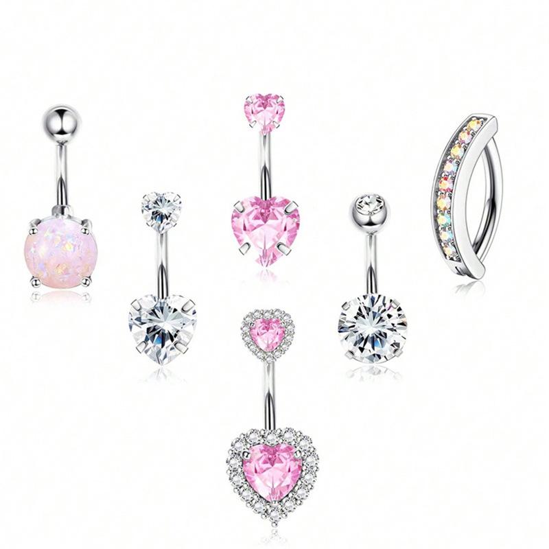

6/8 шт. Сексуальный набор колец для пирсинга пупка с сердечками и цирконом для женщин, девушек, украшения для пирсинга тела, аксессуары, подарки