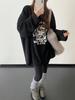 Trendy Plus Size Grey Printed Sweatshirt for Women - Long Sleeve, Round Neck, Loose Fit