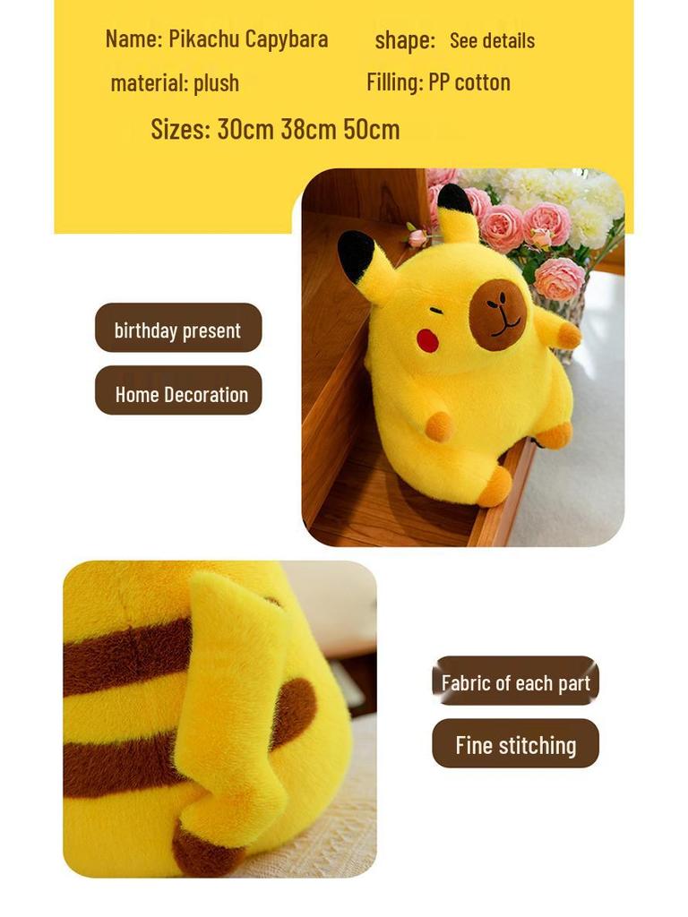 Neues Niedliches Pikachu Capybara Plüschtier - Benommene Transformationspuppe