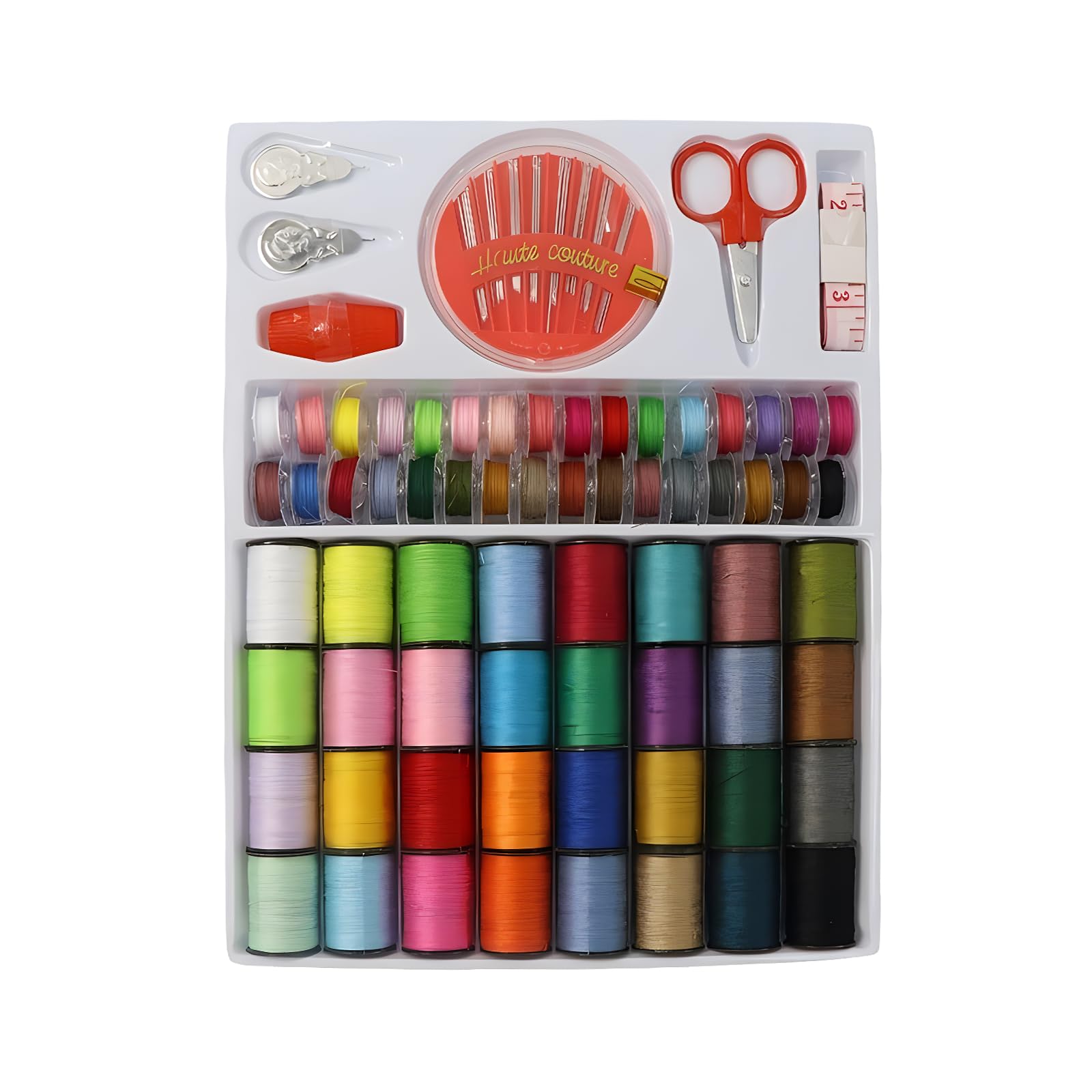 

Doyime Sewing Kit Set 64 Pieces Hand and Machine Thread Needles Scissors Tape Measure Portable Storage Case Multi-Color Suitable for Crafts Repairs
