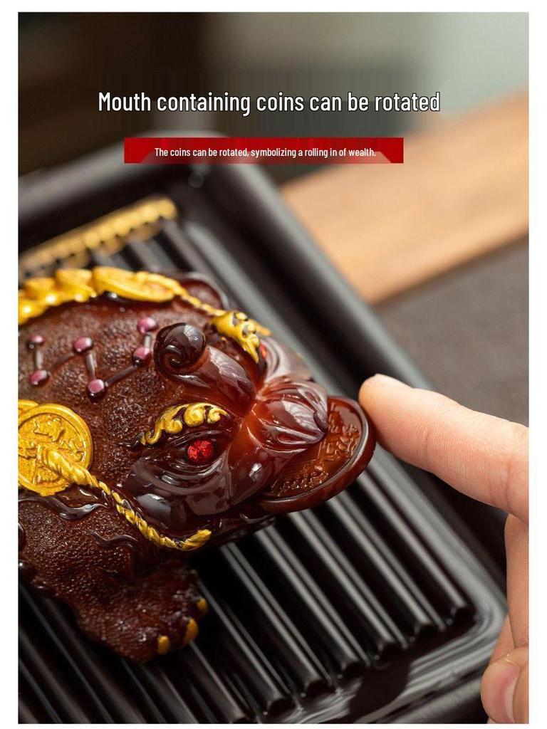 2024 Color-Changing Golden Toad Tea Pet - Elegant Wealth-Attracting Tea Table Accessory
