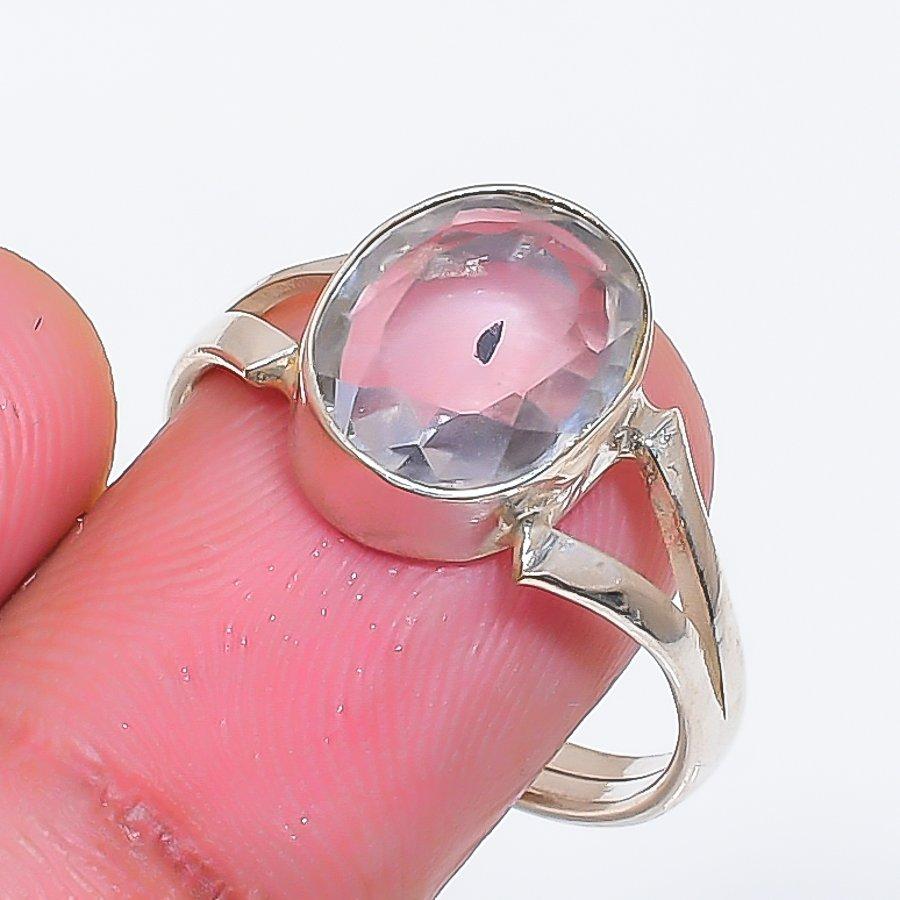 Natural White Topaz Gemstone 925 Sterling Silver Jewelry Ring Size 7.5 ZS-1566