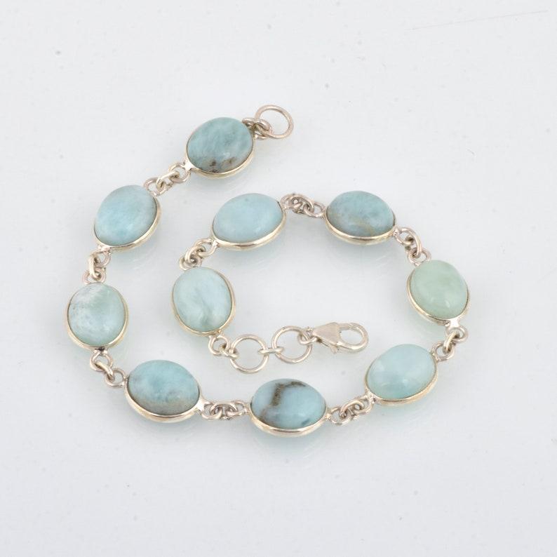 Bratara cu pietre pretioase naturale Larimar, cadou pentru ea, bijuterii lucrate manual, argint 925, cadou de zi de nastere, bijuterii de designer