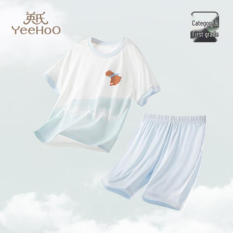 YEEHOO 50S Modal Kids' Bear Print Short Sleeve Pajama Set