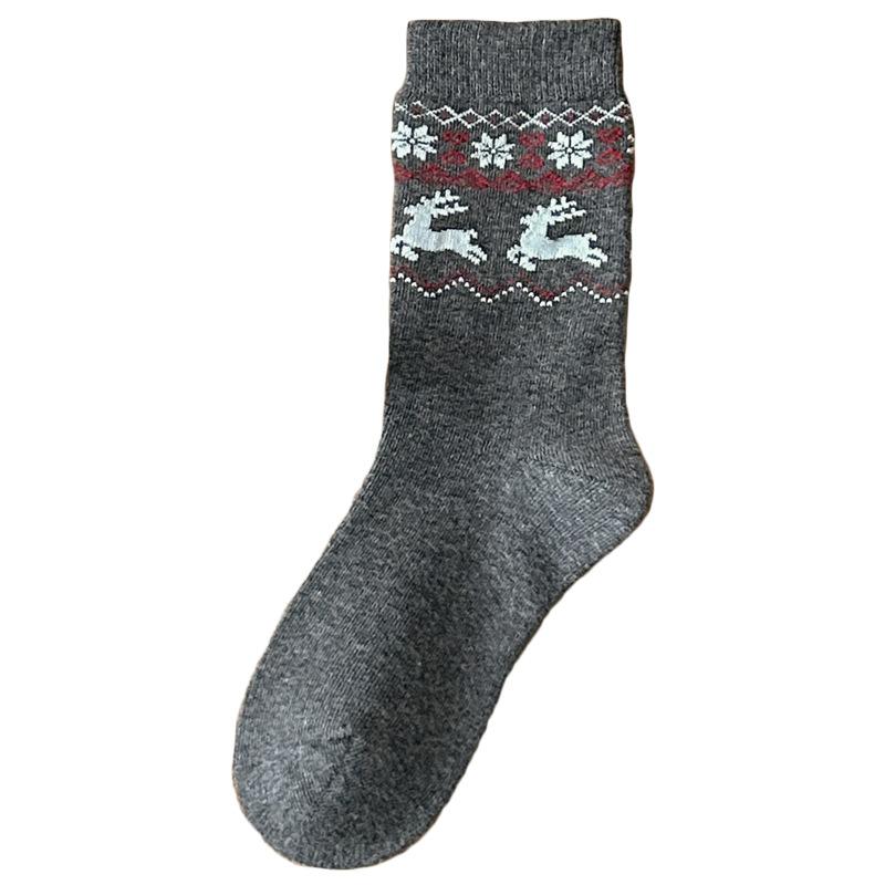 Socks Pure Cotton Tube Socks Season Retro Small Snowflake Elk Cotton Boneless Stacking Socks