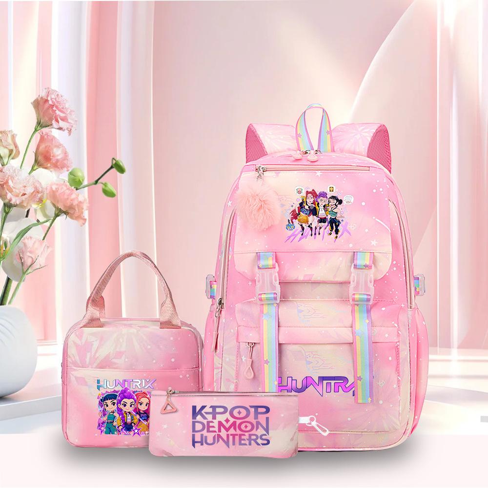 K-Pop Witch Hunters Cartoon Printed Student Pencil Bag Lunch Bag Three-Piece Backpack
