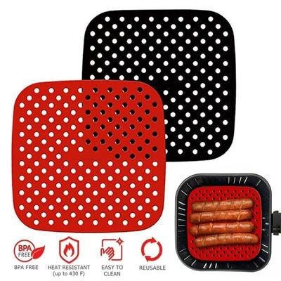 Air Fryer Liner Air Fryer Mat Food Grade Non-Stick Silicone Fryer Basket For 7.5~9-Inch Air Fryers Steamers