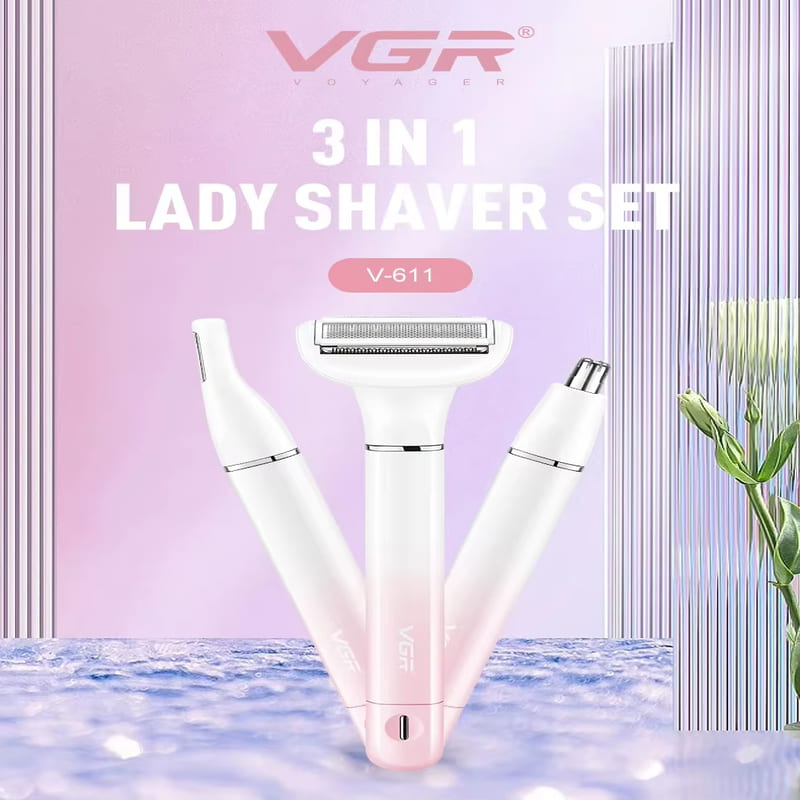 New Women's High Quality Multifunctional Three-in-One Nasal Hair Appliance Eyebrow Razor IPX5 Level Washable Razor Kit Long Battery Life