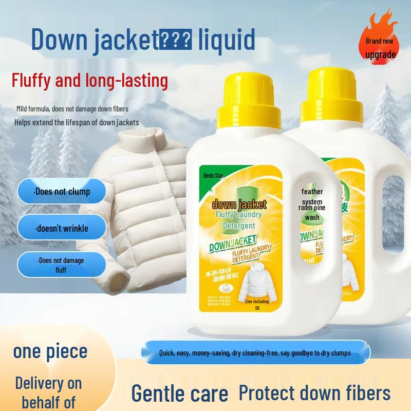 Down Jacket Detergent for Machine Wash: Stain Removal, Softness, Fluffiness, Suitable for Cotton Quilts and Padded Jackets.