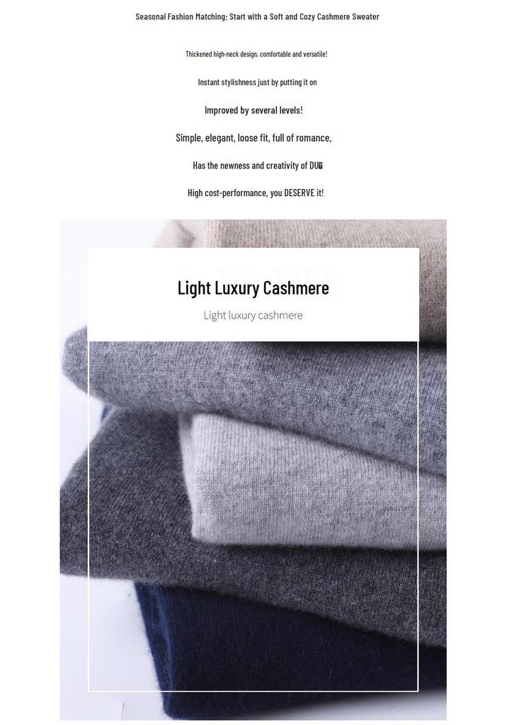 Men's High-End Cashmere Sweater - Thickened, Warm, Half-High Collar, Zipper Knit, Autumn/Winter Collection