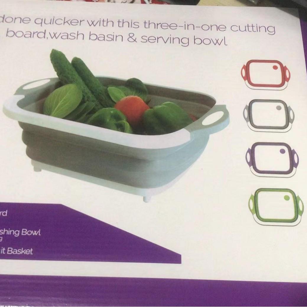 Multifunctional Folding Cutting Board and Strainer Basin for Kitchen and Outdoor Use Foldable