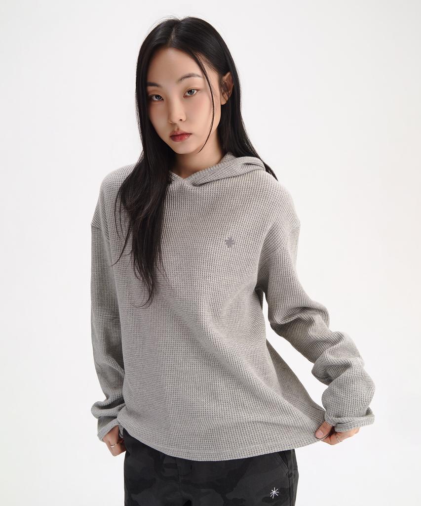 Waffle Fingerhole Hoodie_Light Gray