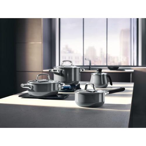 WMF FusionTech Mineral Low Casserole PL (Platinum) 20cm, Shallow, Double-handled Pot, Compatible with Induction and Gas Stoves, Waterless Cooking, Mad