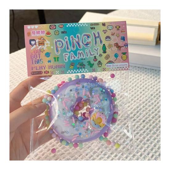 Simulation Doughnut Squeeze Toy Stress Relief Sequin Donut Pinch Sensory Toy Simulated Dessert Fidget Toy Students Office Workers Gift