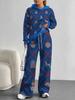 1116 European and American Autumn/Winter Casual Color Patchwork Long-Sleeve Set, Women's Hoodie and Long Pants Set