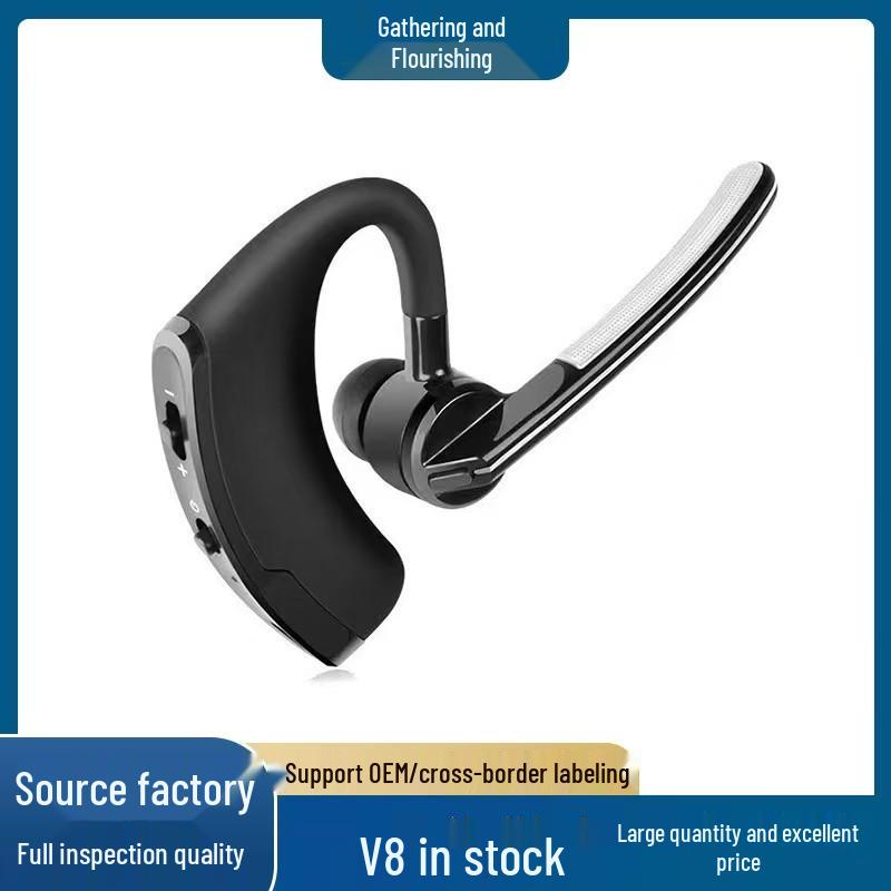 V8 Bluetooth Earbuds: Upgraded Wireless Clip-on Stereo Ear Hook for Android & Apple