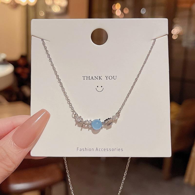 Light Luxury Niche Titanium Steel Necklace Women's Senior Design Sense Zircon Bow Clavicle Chain Neck Chain