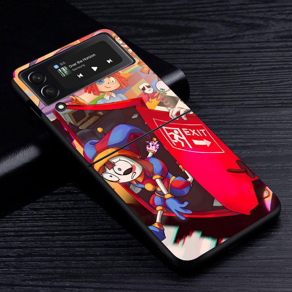 Pomni Amazing Digital Circus Case for Samsung Galaxy Z Flip4 Flip3 5G PC Hard Phone Shell Z Flip 4 3 Black Zflip4 Zflip3 Cover