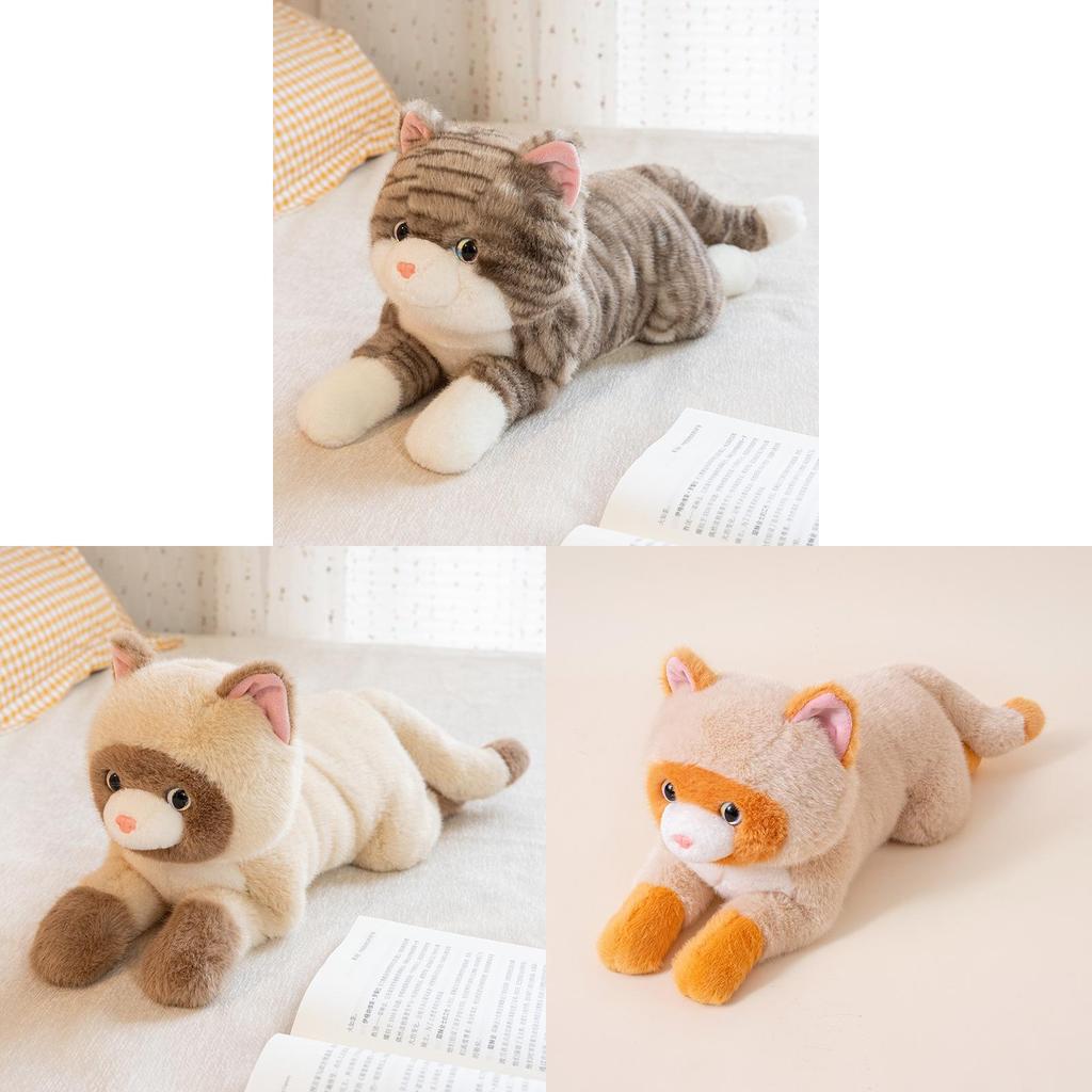 Silver Gradient Small Cat Plush Doll With Short Pile Fabric For Children Gift