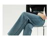 Women's High Waist Slimming Blue Nine-Point Cigarette Jeans - Narrow Leg, Petite Fit, Autumn Collection 9356