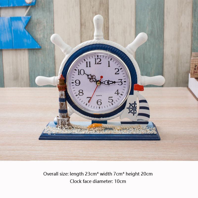 Mediterranean Style Desktop Clock Ornaments European Living Room Bedroom Bedside Desk Clock Office Desktop Home Creative Clock