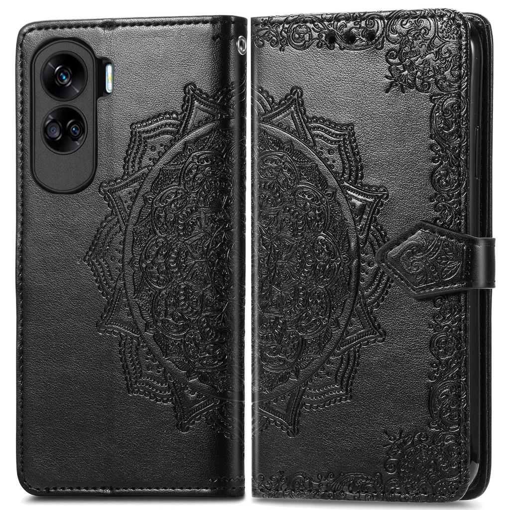 For Honor 90 Lite 5G Case Embossed Mandala Leather Phone Cover Magnetic Flip Wallet