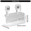 Powerful Suction Cup Bathroom Storage Box Transparent Clear Hanging Shower Shelf Strong Load-Bearing Cosmetics Rack