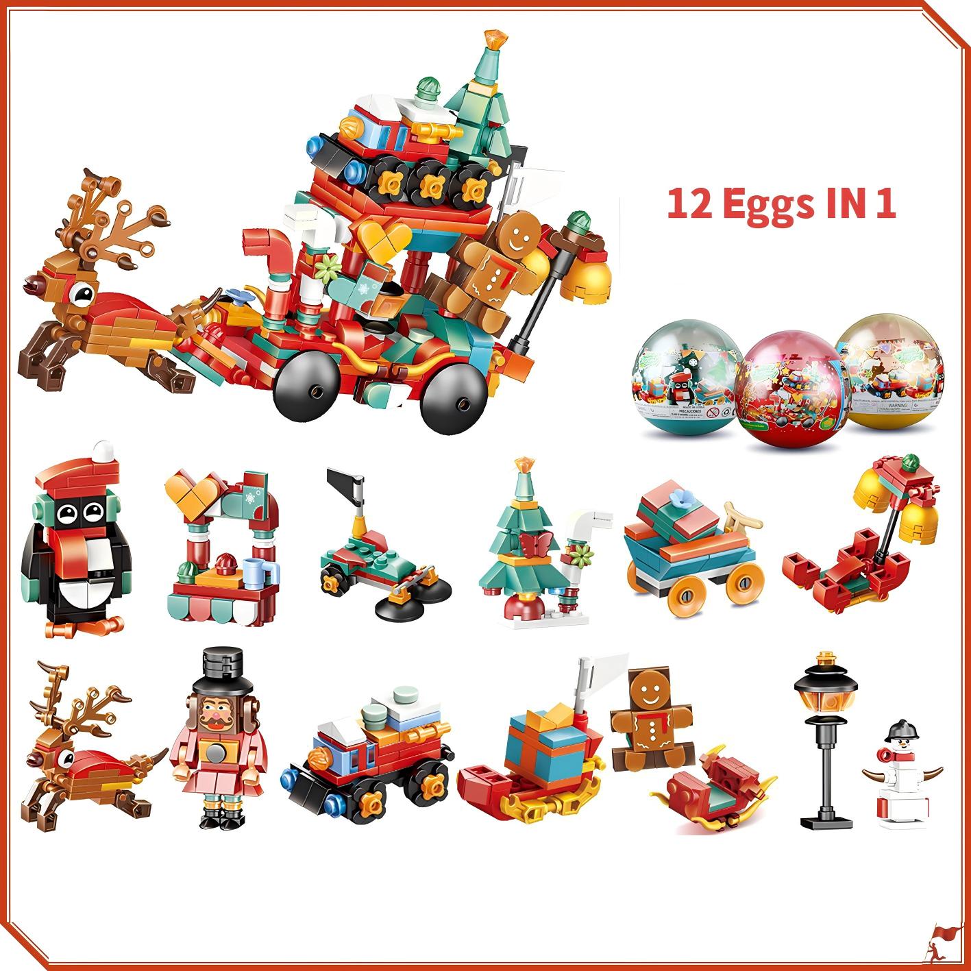 Wucifang Bags Unisex Kids My Own Creation Christmas Santa Claus Miniature Building Blocks Eggs Blocks Children Playthings Christmas Present Advent Calendar Blocks
