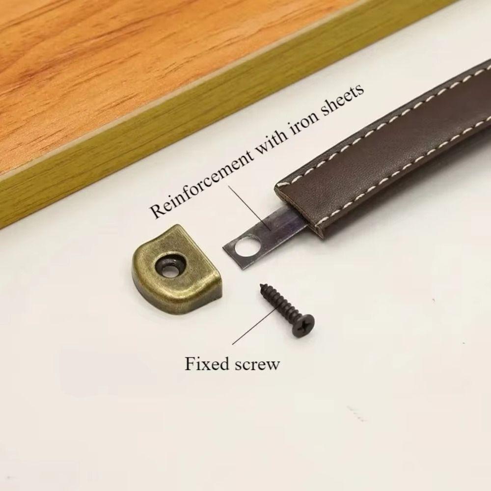 Durable Leather Furniture Handles Universal with Screws Kitchen Cabinet Handles Wardrobe Drawer Door Pulls